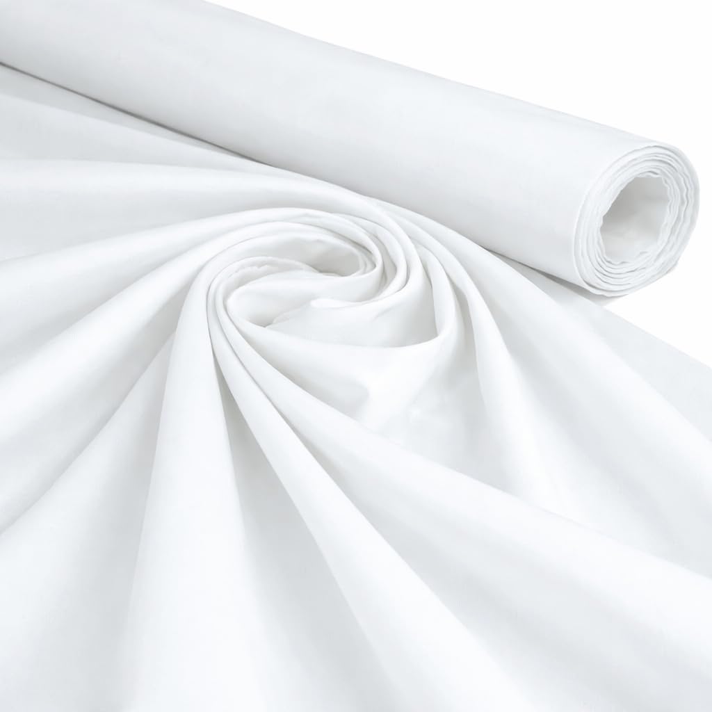 Midland Textiles White 3 Meter Pack 100% Cotton Fabric by The Metre 58 Inches Wide Plain 60 Square - Ideal for Quilting, Sewing, Dressmaking, Curtain Linings, Totes, Bedding, Pillowcases