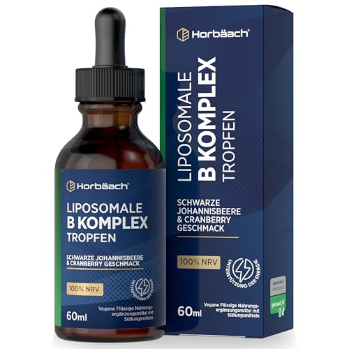 Liposomales Vitamin B Komplex Hochdosiert Druppels | 60ml | Alle 8 B Vitaminen mit Vitamin B1 B2 B3 B5 B6 Biotin Folsäure B12 | von Horbaach
