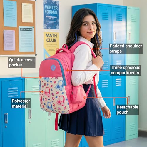 Image of Nasher Miles Polyester Backpack | Ideal for Preschool, Kindergarten, College, School, Office& Travel | Toddler, Girls, Boys, Men, Women