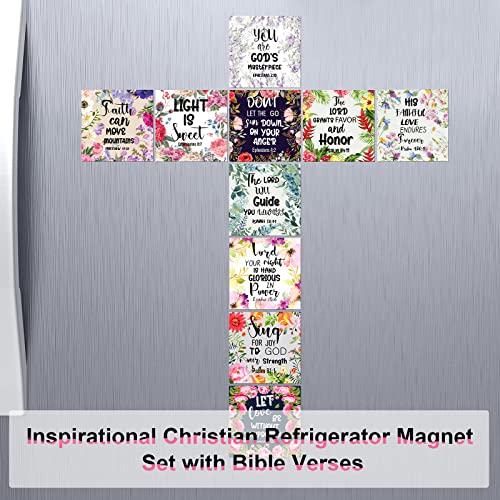 Kingdder 30 Pieces Inspirational Christian Magnets Bible Verses Refrigerator Floral Religious Motivational Fridge Magnet with Full Scripture for Gifts Locker Office Supplies