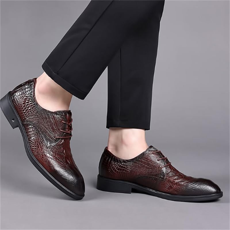 Men's Leather Shoes Business Casual Shoes Commuting Shoes Lace-up Design Breathable Insole Soft Oxford Dress Shoes(D,7.5)3