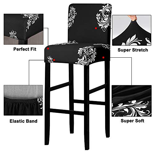 Image of Lellen Bar Stool Covers Set of 4 - Pattern Barstool Seat Covers,Stretch Bar Chair Covers,Removable Bar Stool Chair Covers,Chair Slipcovers,Stool Covers for Kitchen Dining Room Counter Island(125870)
