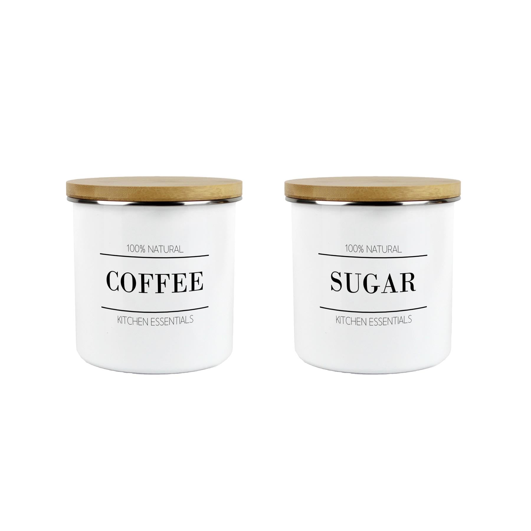Purely Home Minimalist Essential Coffee & Sugar Canisters - 600ml Kitchen Storage Jars