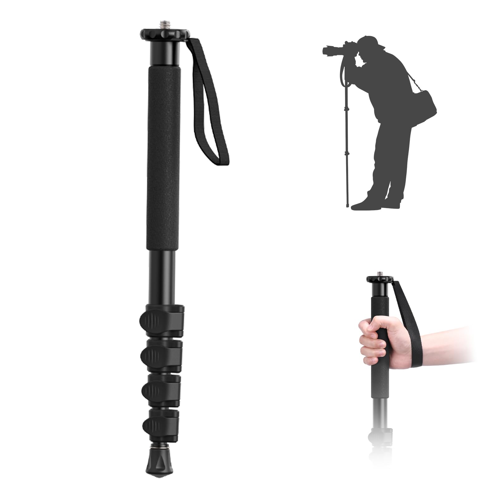 ULANZI TB12 61-Inch Camera Monopod - Portable Tripod & Monopod Photography Stick with 5-Section Height, Aluminum Compact Travel Camera Stick for Canon