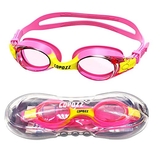 COPOZZ Kids Swimming Goggles, Child (Age 4-12) Waterproof Swim Goggles with Clear Vision
