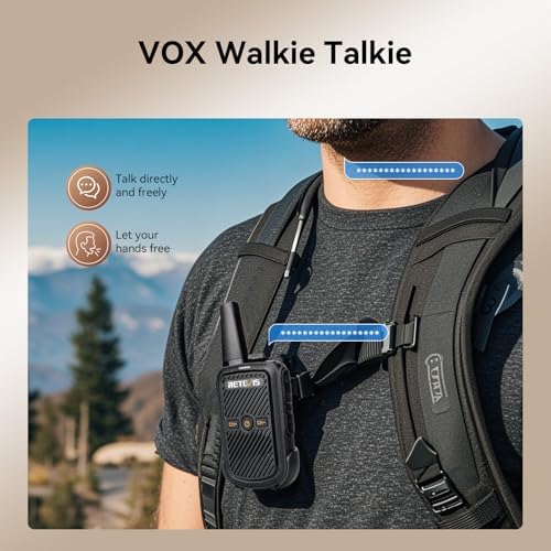 Retevis RT15 Mini Walkie Talkie, VOX-Scan, 16CH 50 CTCSS / 208 DCS, Ładowalne Radio z Głośnym Dźwiękiem i Kablem do Programowania, Krótkofalówki, Przenośne Radio Dla Rodzin (Czarne, 1 Para)