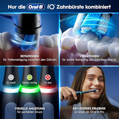 Oral-B iO Series 3 Elektrische Zahnbürste — Doppelpack — Electric Toothbrush, Inkl. 2 Aufsteckbürsten, 3 Putzmodi für Zahnpflege — Designed by Braun, GUT GETESTET von STIFTUNG WARENTEST, Schwarz/Rosa 5