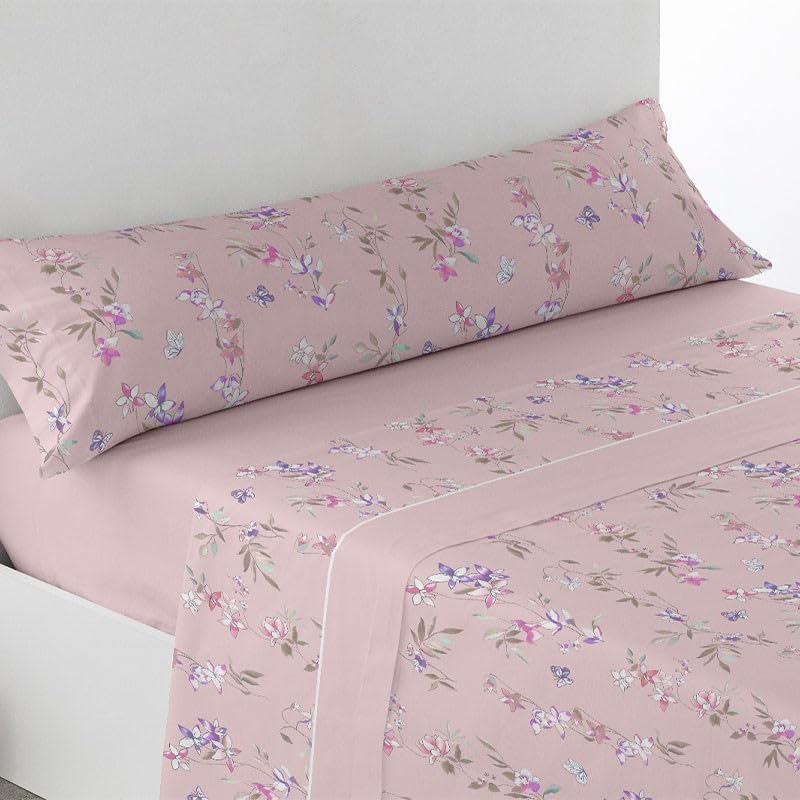 Rufino Díaz Juego Sábanas Pirineo Serna Invierno 3 Piezas - Rosa, 135 cm