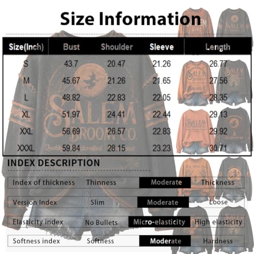 Halloween Crewneck Sweatshirt for Women Goth Ribbed Cuff Hem Tops - image 3