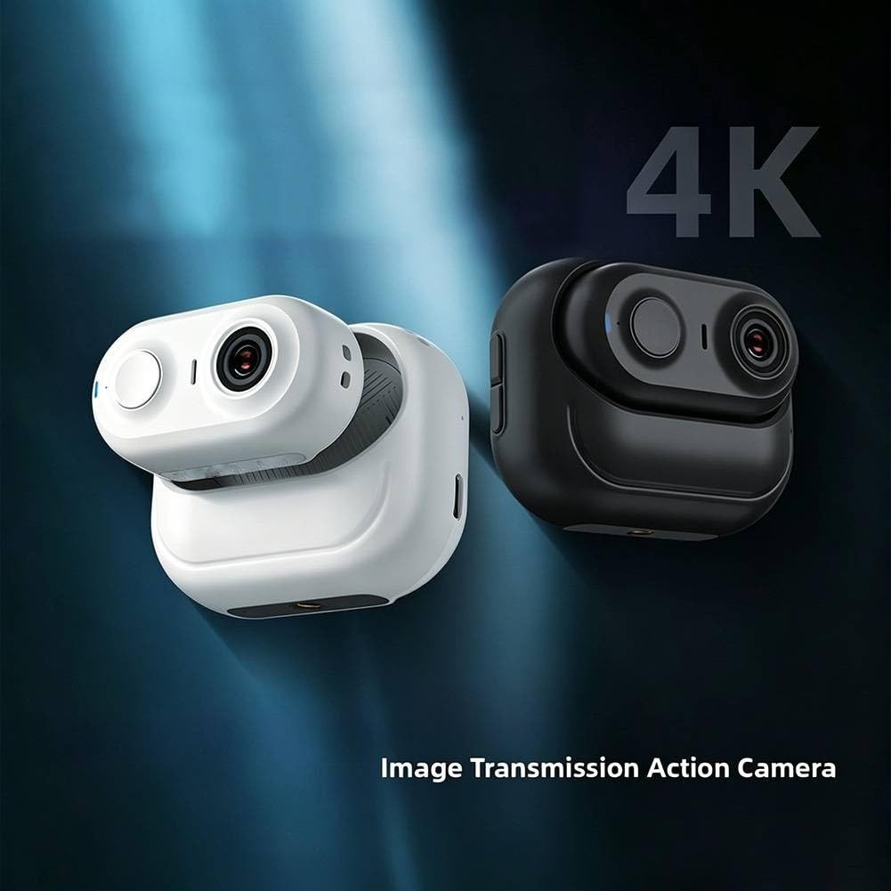 4K Thumb Action Camera POV per mini Body Cam 4K Thumb Action (bianco) | Risoluzione video 4K, dimensioni compatte 7x6x4cm, design leggero, perfetto per vlogging, viaggi in bicicletta
