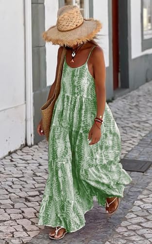 PRETTYGARDEN Women Summer Dresses 2025 Spaghetti Strap Scoop Neck Floral Maxi Dress Flowy Boho Long Sundress with Pockets3