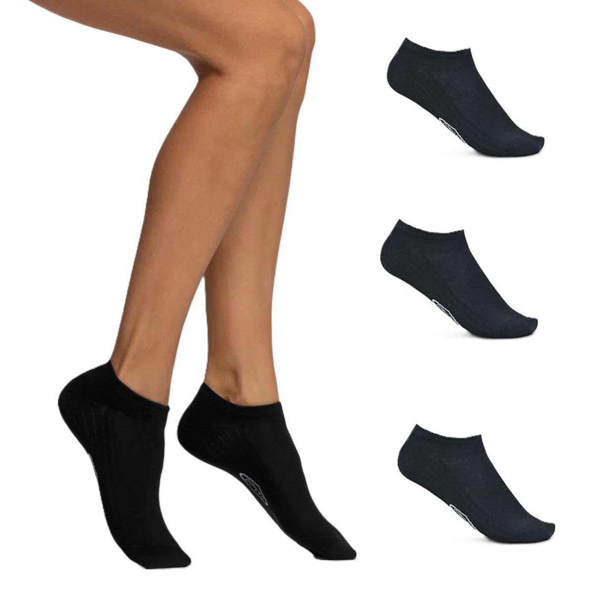 POMPEA Pack 6 Paia Fantasmini Uomo Blu Nero Bianco Cotone