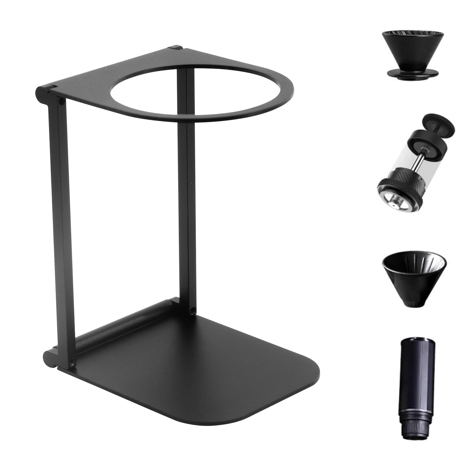 Soporte plegable para cafetera de viaje y espresso portátil, base negra para oficina hogar camping
