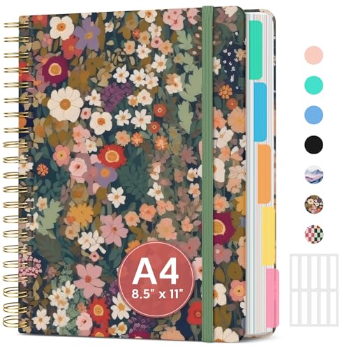 Large Spiral Lined Notebooks for Work with Removable Dividers & Tabs, 8.5