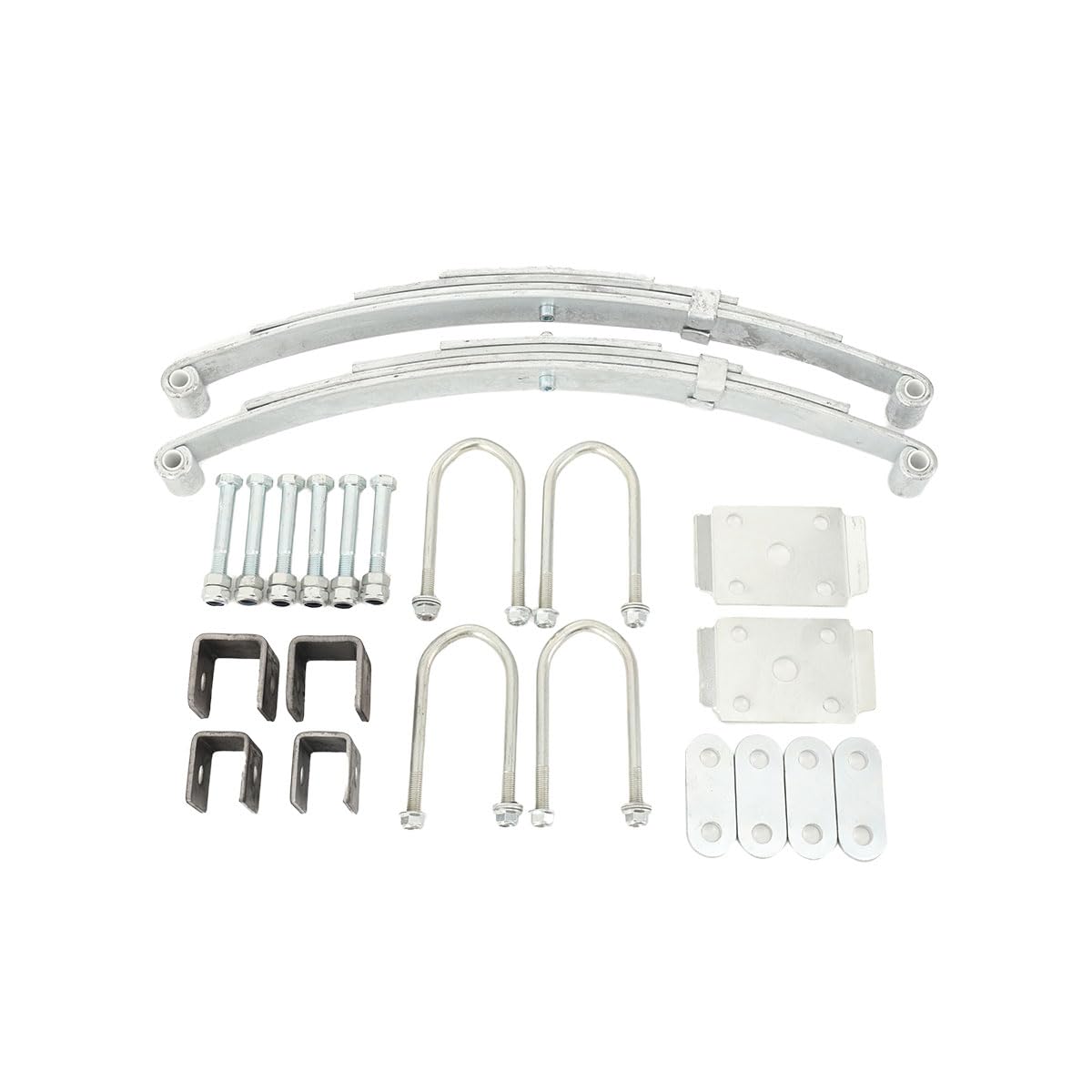 Anhänger-Blattfeder-Kit, 2 Stück Ersatz für SW4B 4-Blatt-Anhängerfeder, Blattfeder Montageset und U -Bolzen Hanger Kit für 3500 lbs Einzelachse, Anhängerachse Suspension Kit