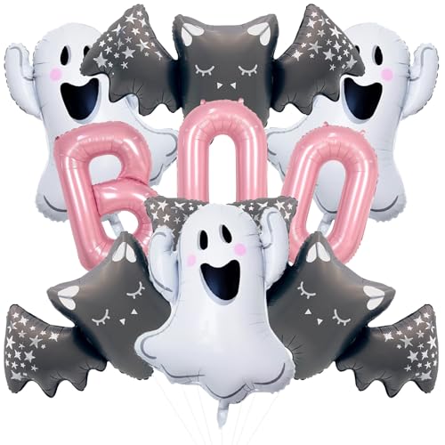 Halloween Balloons Pink BOO Balloon Ghost Bat Balloons for Halloween Birthday Party Decorations Nightmare Before Christmas Birthday Decorations