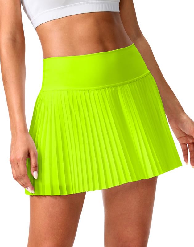 SANTINY Womens Pleated Tennis Skirt with Built-in Shorts & Pockets