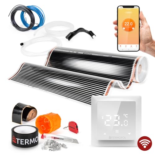 Termofol Elektrische Fußbodenheizung Heizfolie 230V - mit Thermostat H6 WIFI - Leistung 140 W/m2 - Oberfläche 16m² - Fussbodenheizung Elektrisch Komplettset fur Fußboden-, Wand- oder Deckenheizung Termofol Elektrische Fußbodenheizung Heizfolie 230V - mit Thermostat H6 WIFI - Leistung 140 W/m2 - Oberfläche 16m² - Fussbodenheizung Elektrisch Komplettset fur Fußboden-, Wand- oder Deckenheizung