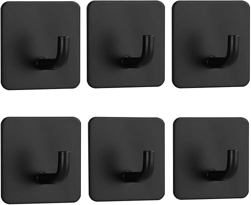 Miniatura 7 de Ganchos adhesivos de pared 3M para colgar toallas resistentes, batas negras para baño, cocina, ropa, llaves, almacenamiento para el hogar (negro,