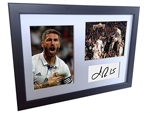 Marco de fotos firmado por Sergio Ramos Real Madrid autografiado A4