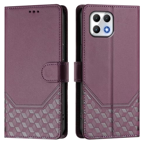 T-Mobile Revvl 7 - Funda protectora para T-Mobile Revl 7 de piel de alta calidad, con compartimento para tarjetas y función atril para T-Mobile Revl 7, color morado