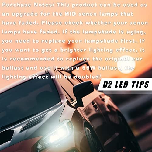 D2S LED Headlight Bulbs, Plug and Play LED Conversion Kit, 12000LM Super Bright LED Bulbs, 90W 6000K Xenon White, Replacement OEM D2S D4S Xenon Bulbs, Pack of 2