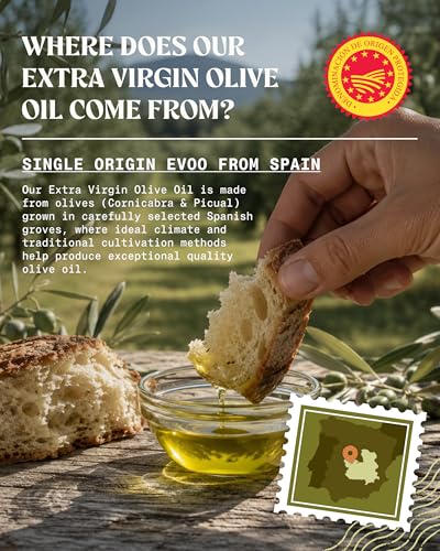 Image of NaturaleBio Extra Virgin Olive Oil 17floz. Organically harvested in Spain. D.O.P certified. Premium Cornicabra and Picual olives from centenary trees. Cold pressed for superior flavour and aroma.