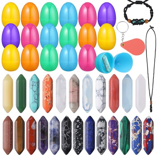 Kenning 24 Pcs Prefilled Easter Eggs Fillers with Natural Crystals