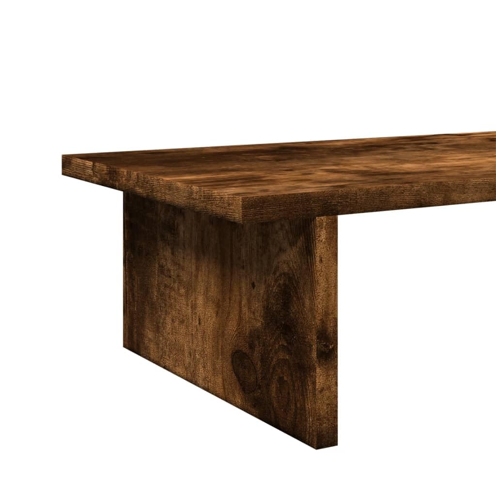 Supporto per monitor in legno di rovere affumicato, 100 x 27 x 15 cm, per due monitor, portata 20 kg, organizer da scrivania per ufficio e home office