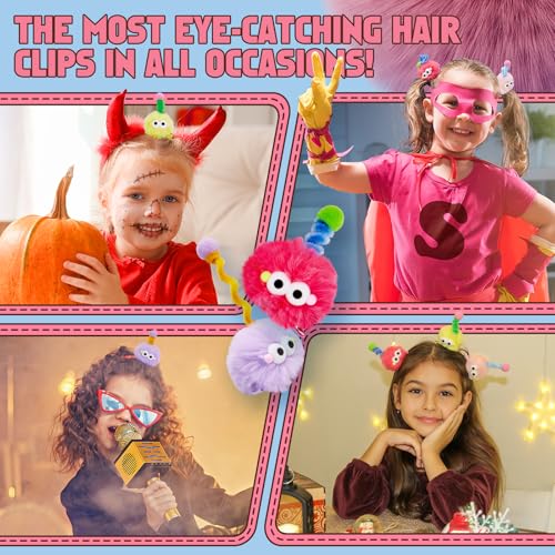 Z-CHARMMY Crazy Hair Day Accessories for Girls, Mardi Gras Funny Hair Clips for Kids, Crazy Mardi Gras Accessories for Kids, 5 Pieces