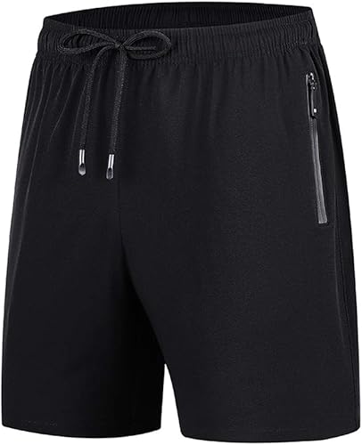 Miniatura 6 de Pantalones cortos de entrenamiento para hombre, de secado rápido, ligeros, atléticos, con bolsillos con cremallera