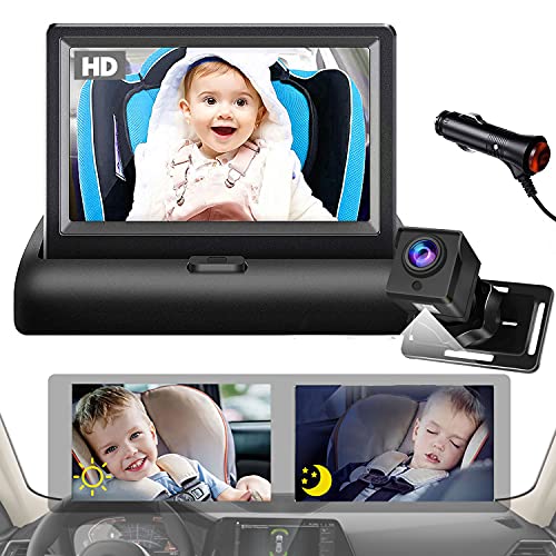 Image of Baby Mirror for Car-Back Seat Baby Car Camera with Night Vision,View Infant in Rear Facing Seat with 4.3 Inch HD Display,Not Need to Turn Around,Observe The Baby's Every Move at Any Time while Driving