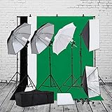 SUNCOO Photo Studio Photography Lighting Kit, Background Support Stand Kit 6.6ft x 10ft, Umbrellas Softbox Muslin Continuous Lighting Kit with Case for Portfolio and Video Shooting, 4 Bulbs
