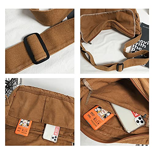 Pohadon Vintage Canvas Messenger Bag For Men Women Crossbody Bag Satchel Shoulder Bag Harajuku Streetwear  thumb #4