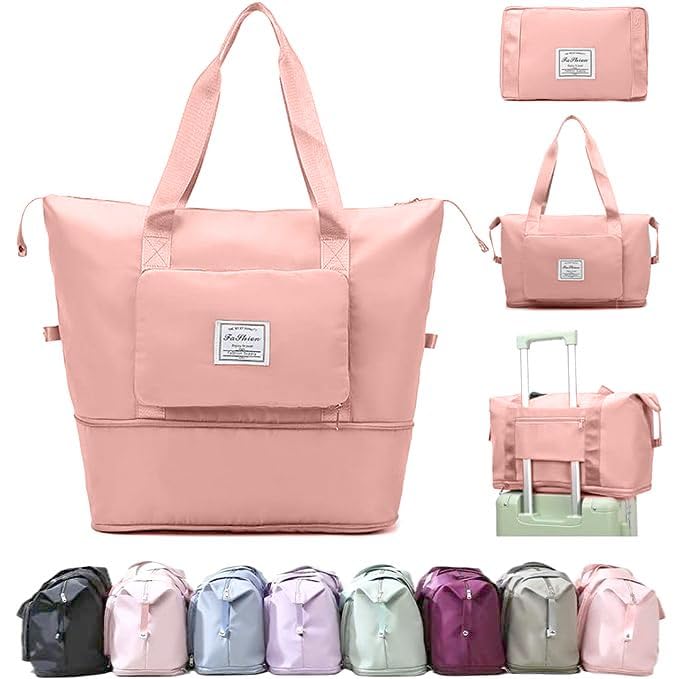 Eranqo Foldable Duffle Bag for Travelling |Waterproof and Large Travel Bag for Women Luggage | Expandable & Multipurpose Large Capacity Weekender Carry Bag for Women Travel (Peach) Eranqo Foldable Duffle Bag for Travelling |Waterproof and Large Travel Bag for Women Luggage | Expandable & Multipurpose Large Capacity Weekender Carry Bag for Women Travel (Peach)