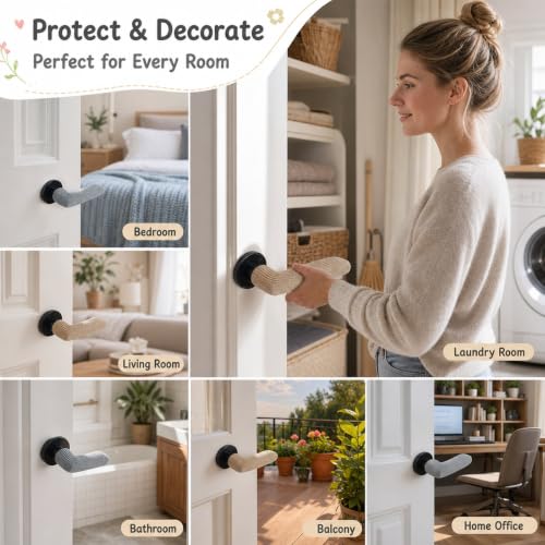 Image of 6PCS Silicone Door Handle Cover, Universal Fit Door Handle Protector, Comfortable Barrier for Hot and Cold Climates