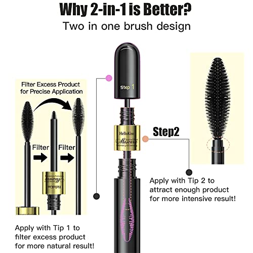 2 Brushes Mascara, 2 in 1 Mascara For Natural Lengthening And Thickening Effect,Waterproof Extra Long Lash Eyelashes,Thick,Voluminous Eyelashes, Long Lasting, Smudge-proofï¼1 Pcsï¼ - Image 7