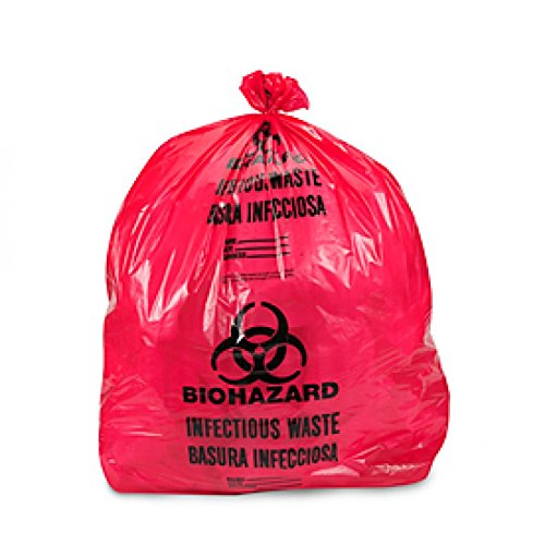 Medegen Medical Products F906 Red/Black Biohazardous Waste Bags, 1.2 mil Gauge, 40" x 48" (Pack