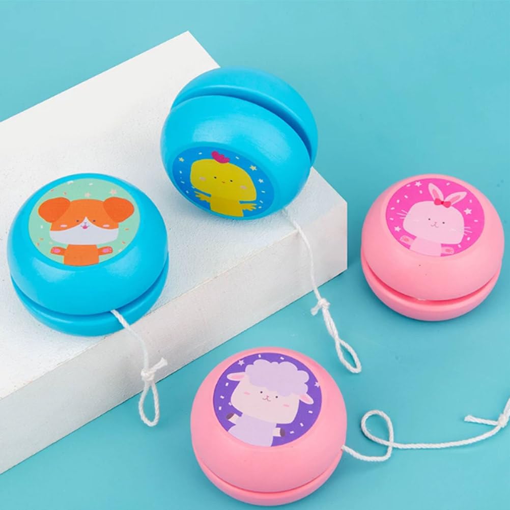 Set di Yo-Yo in Legno Montessori a Cartone Animato, Giocattolo Yo-Yo Animale Colorato Giocattolo per la Prima Infanzia per Bambini da 3 a 6 Anni