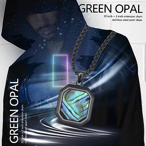 Opal Necklace 925 Sterling Silver Men's Necklaces Pendant Black Necklace for Men Opal Jewelry Gifts for Women Teen4