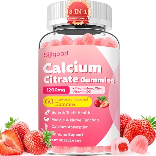 Calcium Citrate Gummies 1200mg, Calcium Supplements for Women & Men, High Absorption Calcium Gummies...