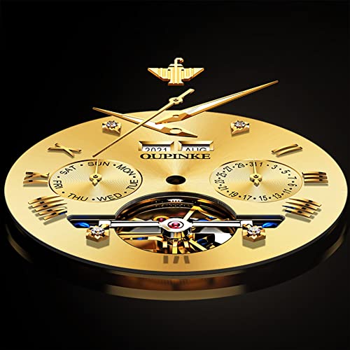 Image of OLEVS Mens Watches Skeleton Mechanical Black Watches for Men Wrist Watches Automatic Luxury Tungsten Steel Sapphire Crystal Waterproof Luminous Gold and Black