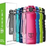 DB DEGBIT Leak Proof Motivational Water Bottle, 1 Liter BPA Free Tritan Plastic Sports Water Bottles Time Marker & Filter & Lock Lid, Reusable Gym Bottle (1000ML, Rose Red)