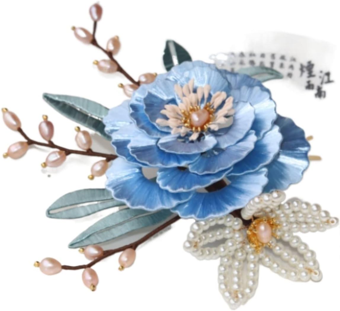 Hair Comb Slides Flowers Side Pearl Tassel Clip Accessories for Party Prom.