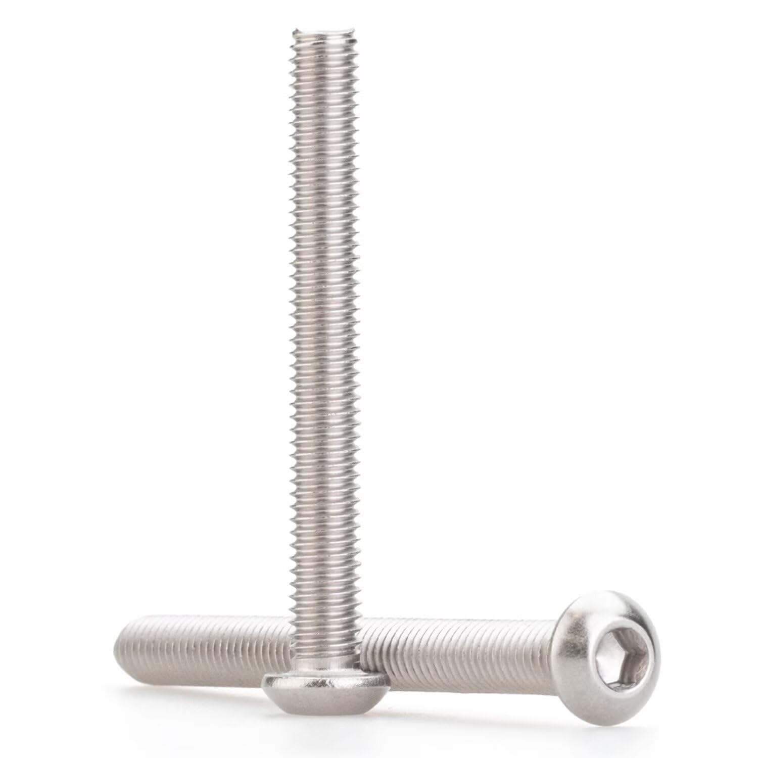 1/4"-20 x 2-1/2" (10 PCS) Button Head Socket Cap Screws, 304 Stainless Steel (18-8), Fully Threaded, Inch Thread - Hex Allen Drive - for Furniture,