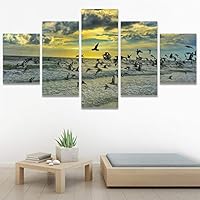 SIGNWIN 5 Panel Canvas Wall Art Birds Farmhouse/Country Group Group Multicolor Photography Realism Relax/Calm Warm for Home Decorations Ready to Hang - 60