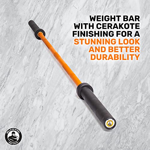 Image of Olympic Barbell [Bells of Steel] Olympic Bar for Commercial and Home Gym, Cerakote Finish Utility Bar for Powerlifting, Bodybuilding, and Strength Training, 1000lb Weight Capacity