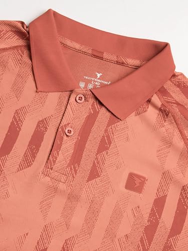 Image of TECHNOSPORT Men's Slim Fit Printed Half Sleeve Polo T-Shirt with Matpiq for Casual & Regular Use
