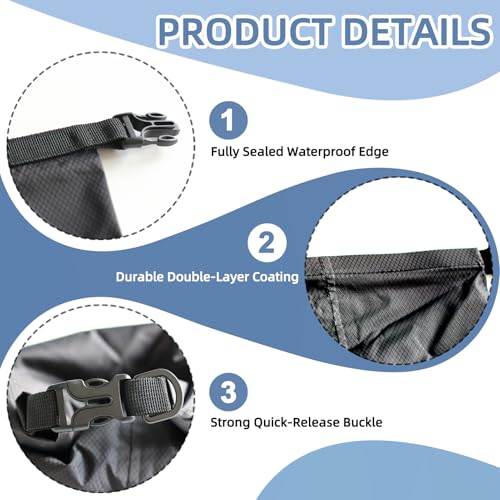 3PCS Waterproof Dry Bags, Lightweight Dry Bags For Kayaking Waterproof, Outdoor Stuff Sack For Hiking Rafting Boating Camping 2.5L, 3L, 8L miniatura 4