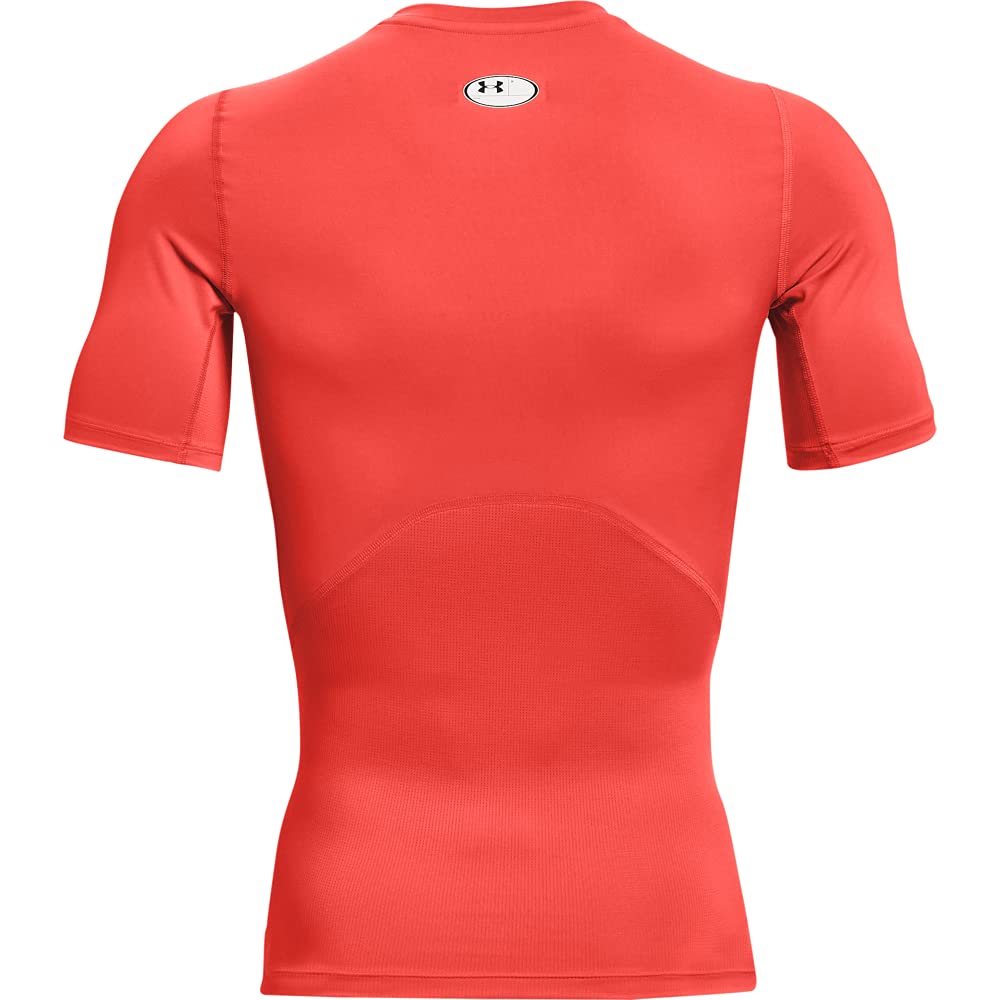 Under Armour Męska koszulka kompresyjna HeatGear z krótkim rękawem, ciemny pomarańczowy (860)/czarny, L, Ciemnopomarańczowy (860)/czarny, L